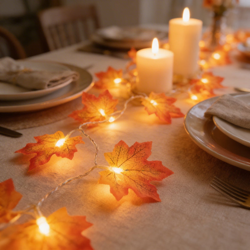 Lifelike maple leaf detail with warm LED light