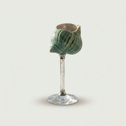 Blue Maris seashell glass on white background