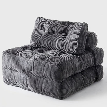 A dark gray corduroy floor cushion with a matching tufted backrest cushion, shown on a clean light gray background.