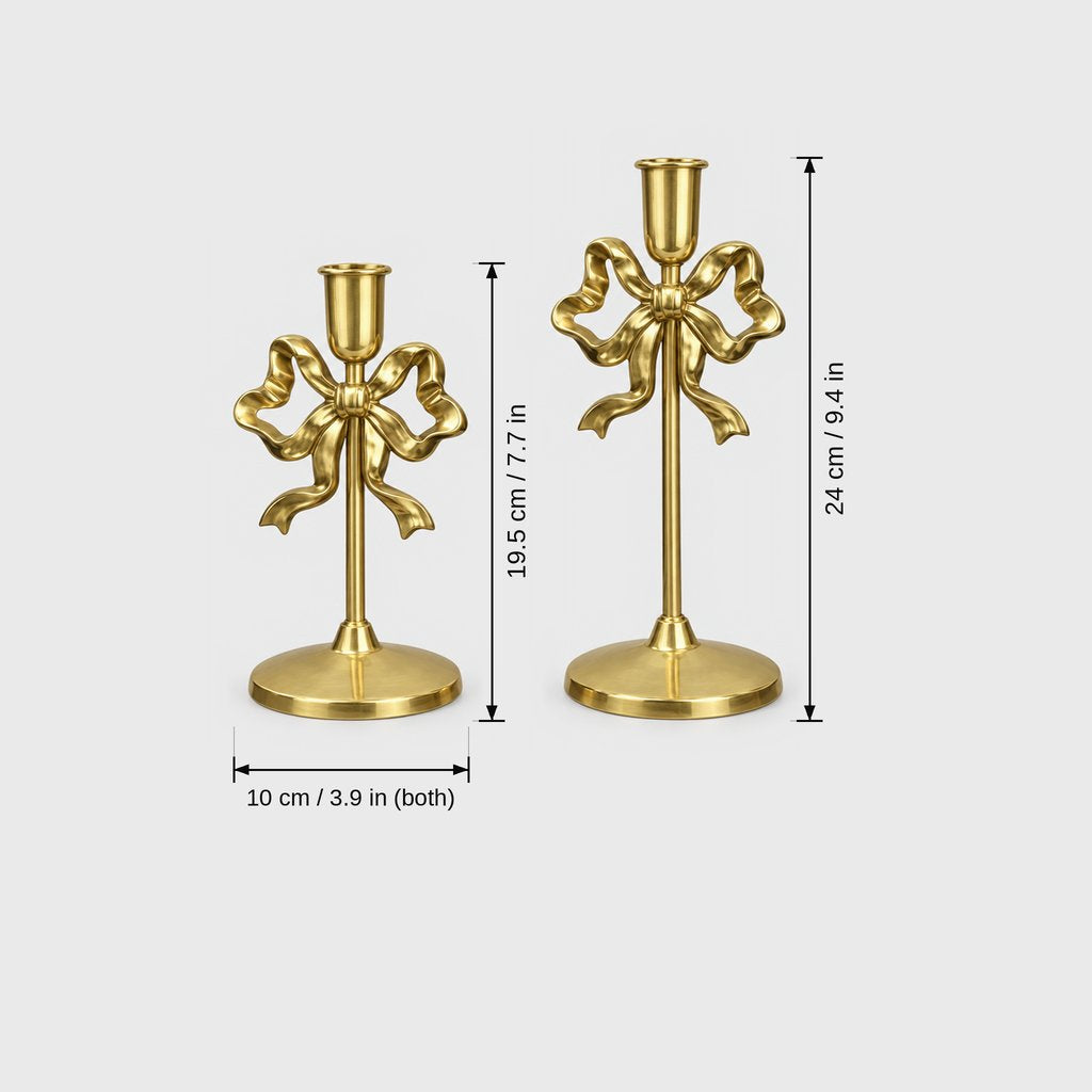 Metal Bow Candlestick Holders