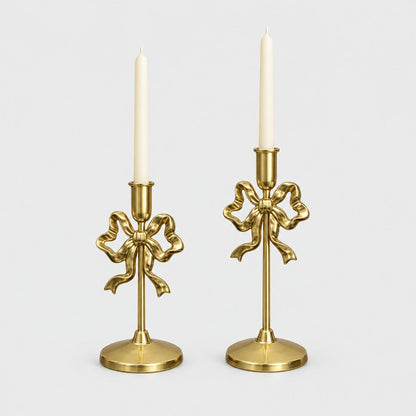 Metal Bow Candlestick Holders