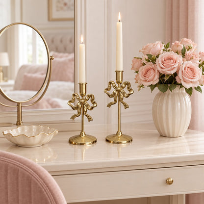 Metal Bow Candlestick Holders