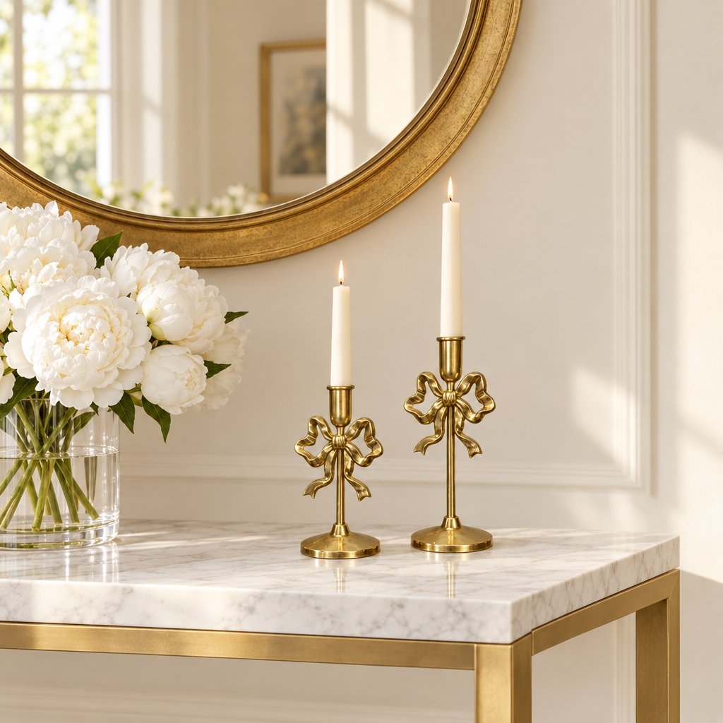 Metal Bow Candlestick Holders