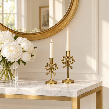 Metal Bow Candlestick Holders