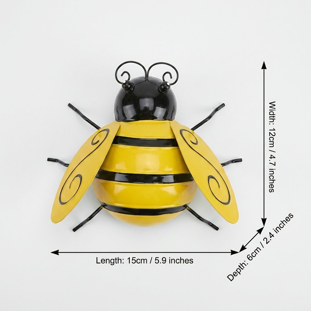 Large metal bee decoration, 15cm long by 12cm wide by 6cm deep