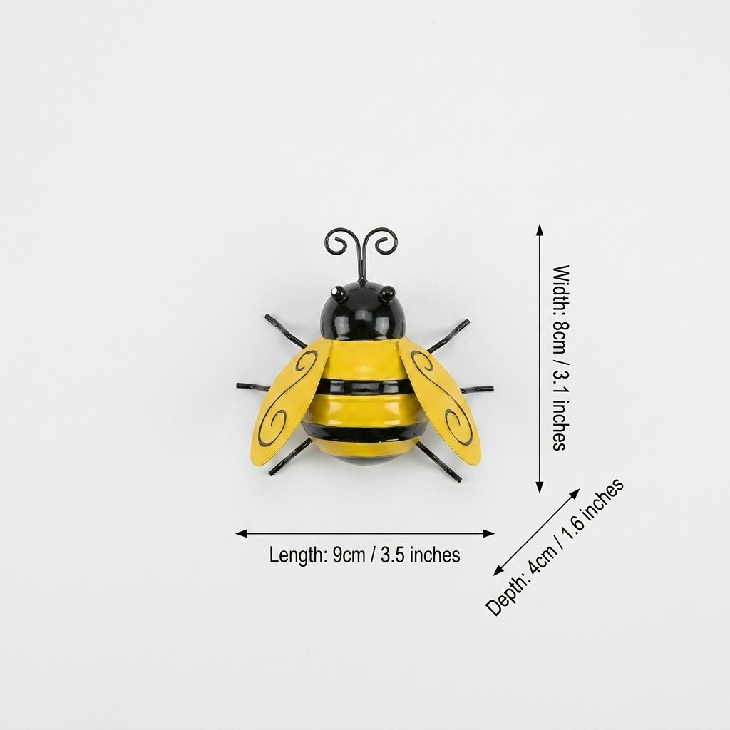 Small metal bee decoration, 9cm long by 8cm wide by 4cm deep