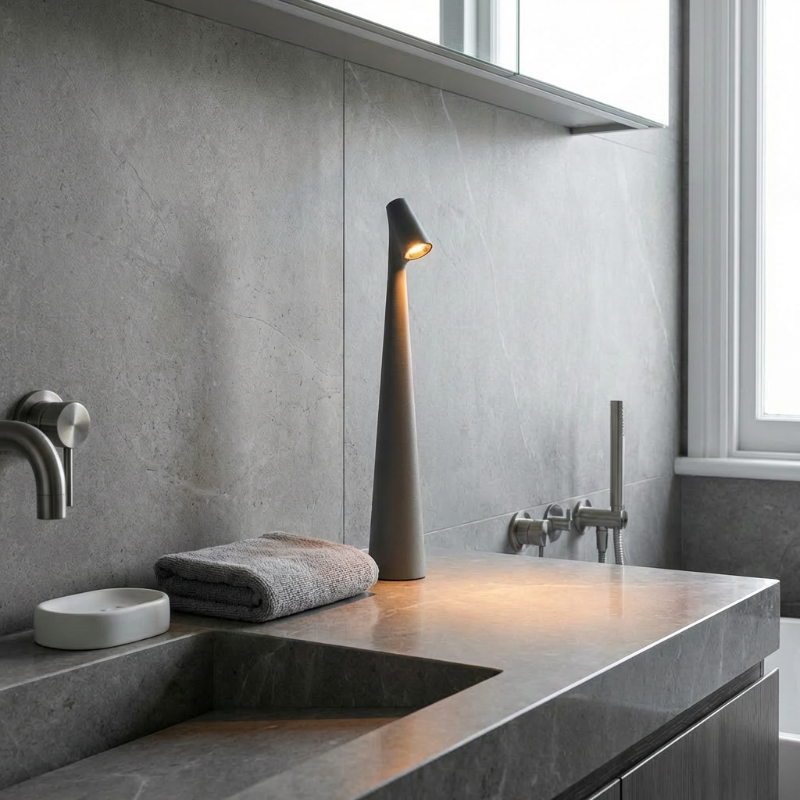 Modern portable LED table lamp with soft ambient glow