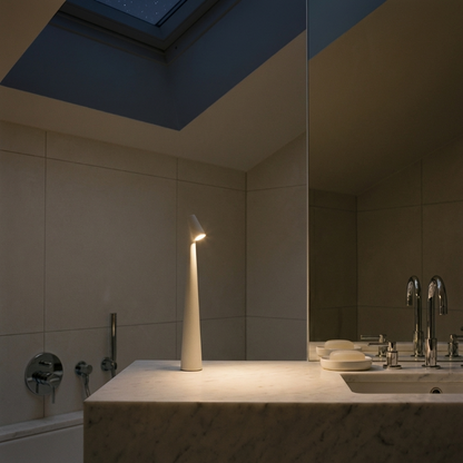 Portable LED table lamp styled in bathroom