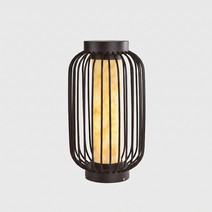 Modern outdoor solar lantern on white background
