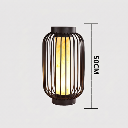Modern outdoor solar lantern dimensions graphic on white background