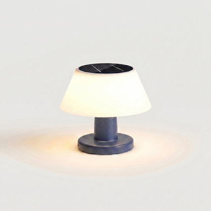 Modern portable solar table lamp on white background