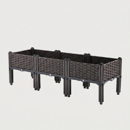 Tall modular raised garden planter bed on white background