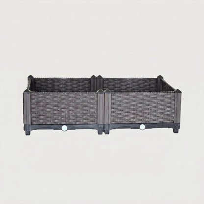 Height-adjusted modular raised garden planter bed on white background
