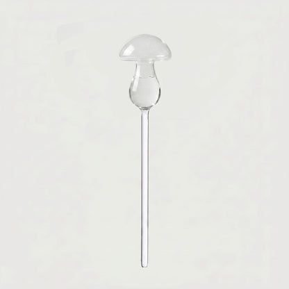 Mushroom self-watering glass plant vessel on white background