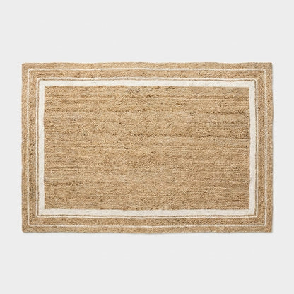 Natural jute hand-woven rug, Harbour style with ivory border, Kiyo Home