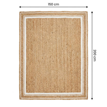 Natural jute hand-woven rug size chart, large 150 x 200 cm, Kiyo Home
