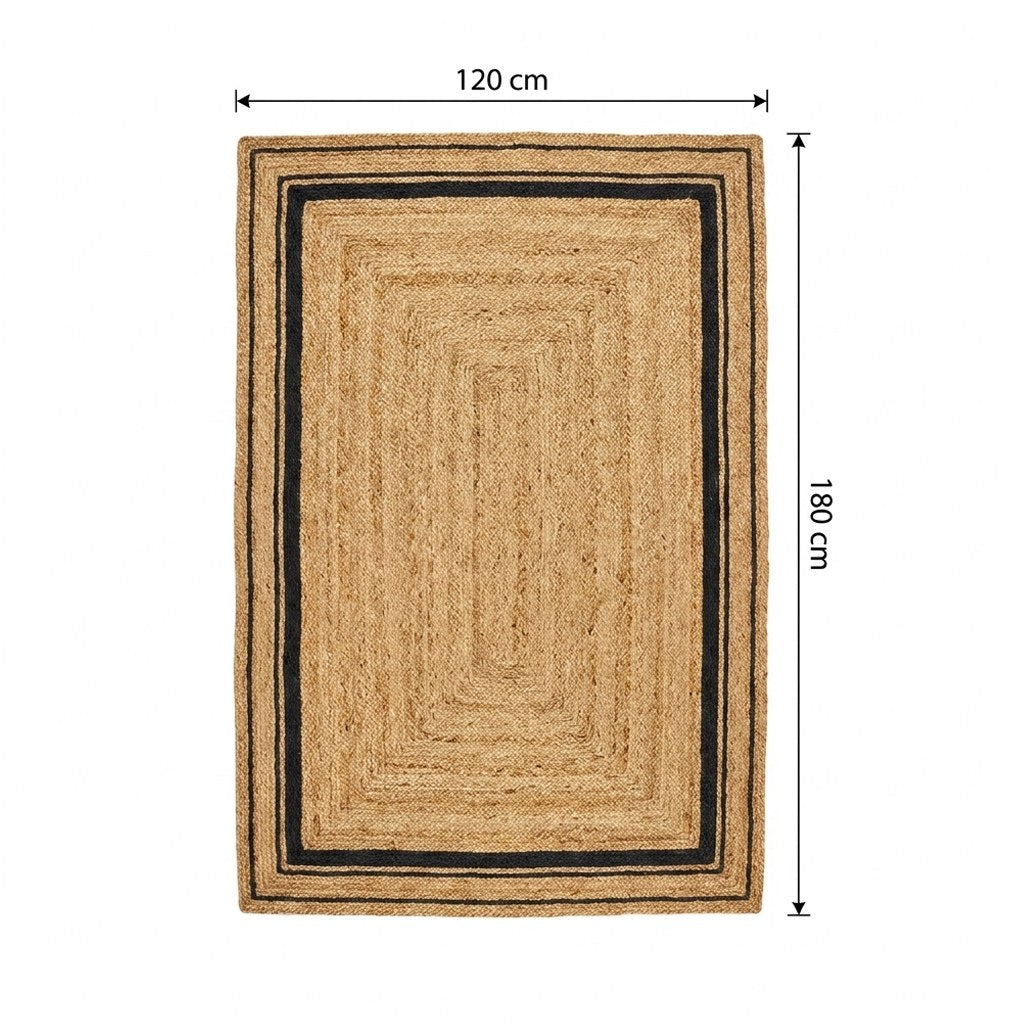 Natural jute hand-woven rug size chart, medium 120 x 180 cm, Kiyo Home