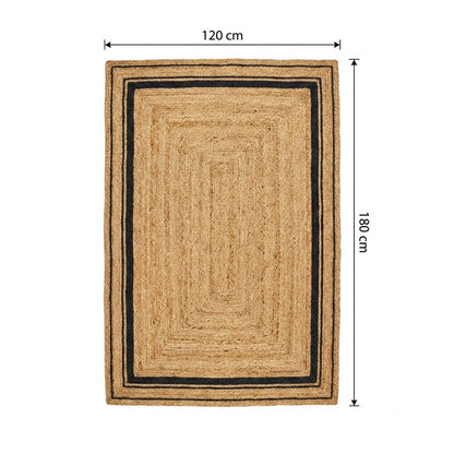 Natural jute hand-woven rug size chart, medium 120 x 180 cm, Kiyo Home