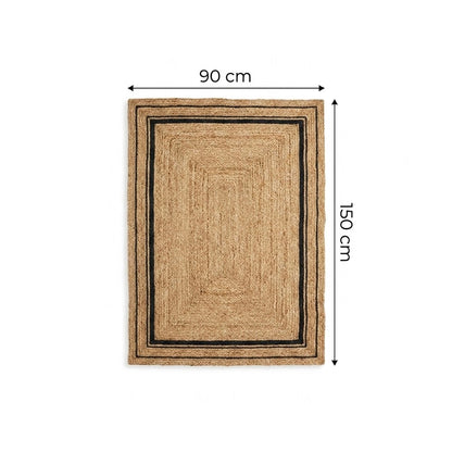 Natural jute hand-woven rug size chart, small 90 x 150 cm, Kiyo Home