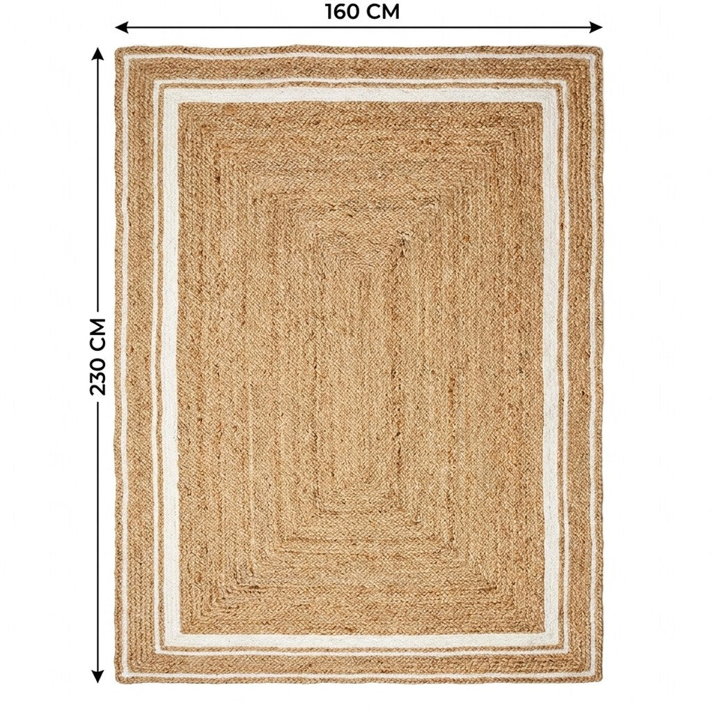 Natural jute hand-woven rug size chart, X-large 160 x 230 cm, Kiyo Home