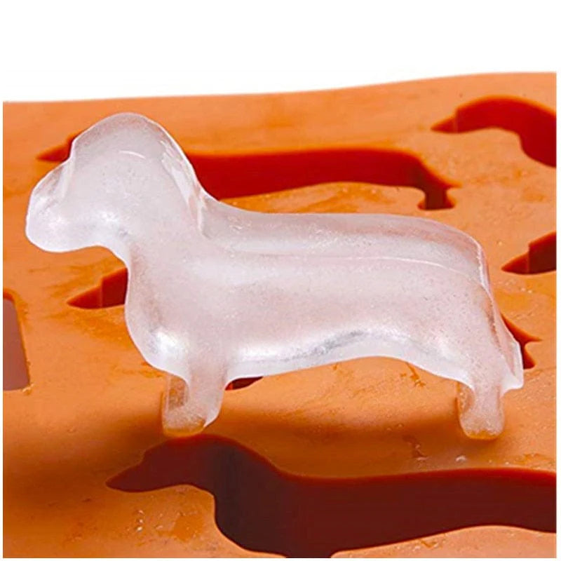 Silicone Dachshund ice cube tray, designed to make unique and cute dog-shaped ice cubes.