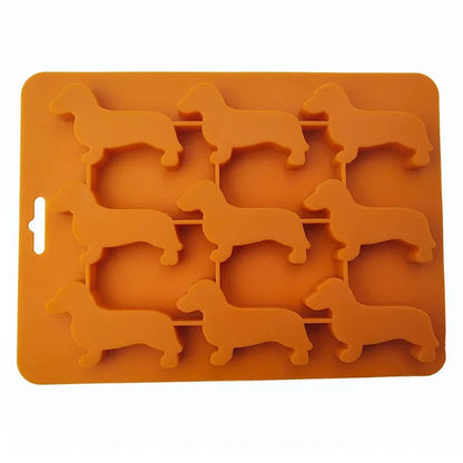 Dachshund-themed ice cube tray, adding a fun touch to your drinks with dog-shaped ice.