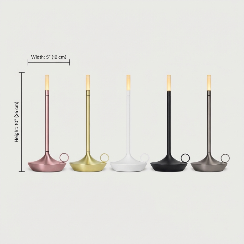 Arlo cordless aluminum table lamps with dimensions