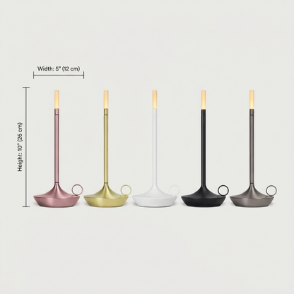 Arlo cordless aluminum table lamps with dimensions