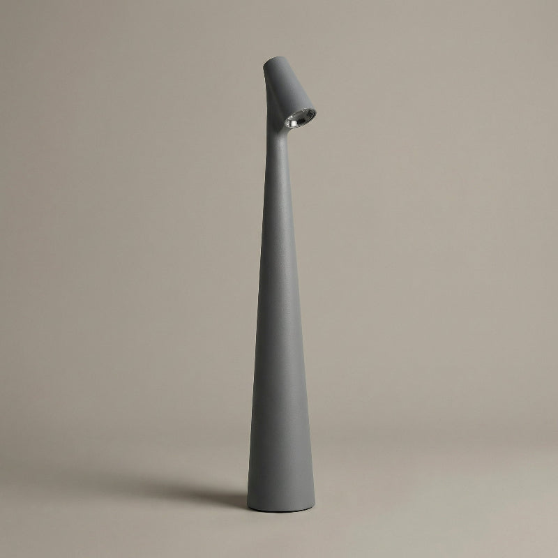 Gray cone-shaped lamp on a beige background