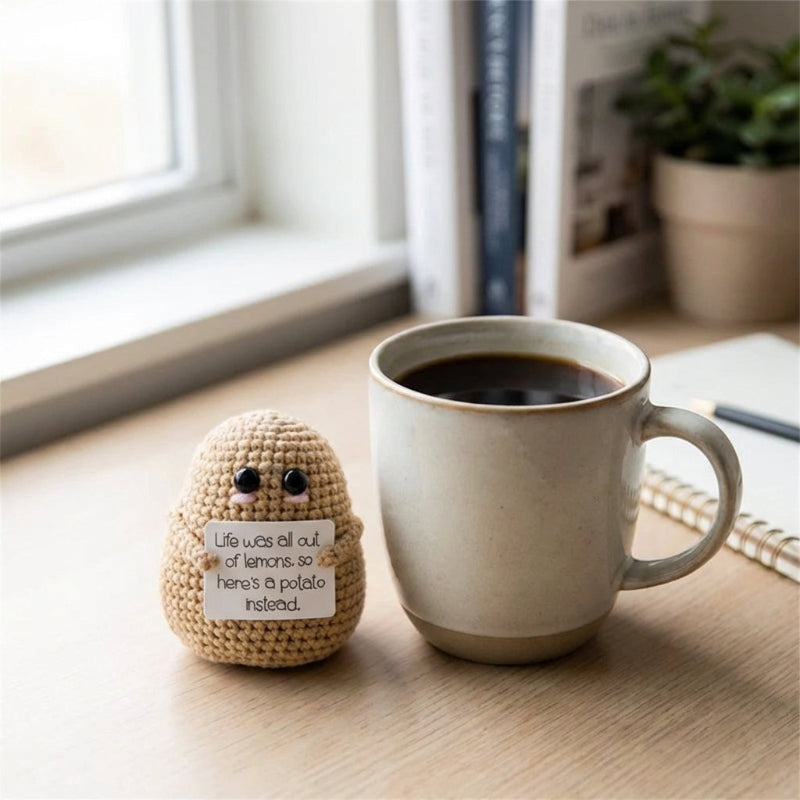 Positive potato on modern desk