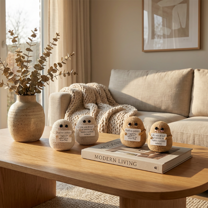 Decorative items on a coffee table in a living room setting