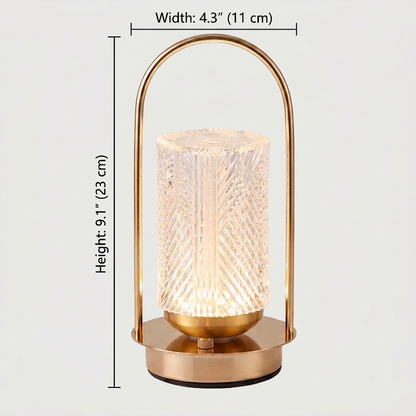 Crystal touch table lamp dimensions graphic on white background