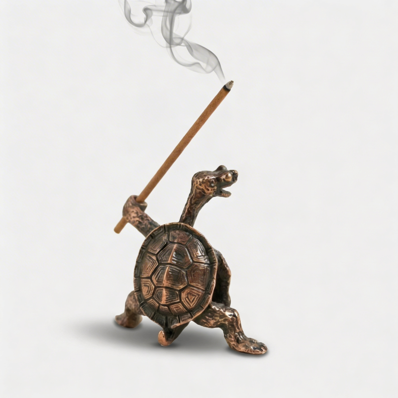 Red turtle incense holder isolated on white background