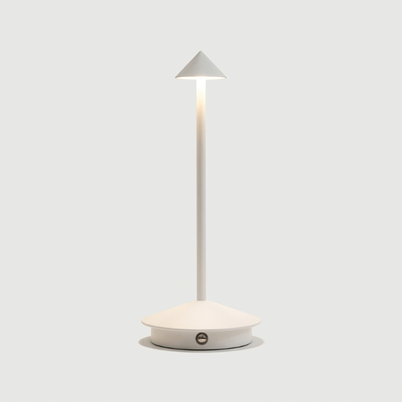 White Remi indoor outdoor table lamp dimensions graphic