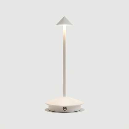 White Remi indoor outdoor table lamp dimensions graphic