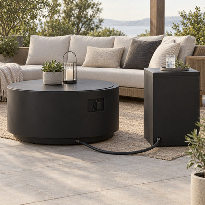 Round 32" Propane Fire Pit with Hidden Propane Tank Table