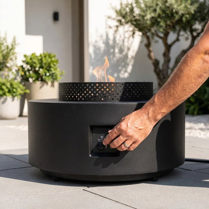 Round 32" Propane Fire Pit with Hidden Propane Tank Table
