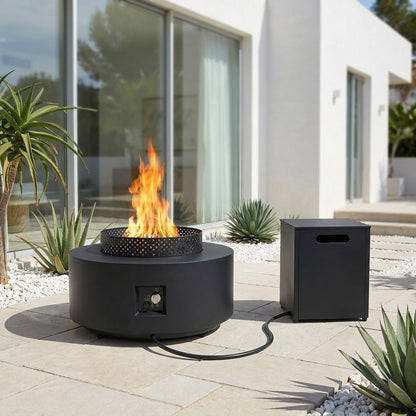 Round 32" Propane Fire Pit with Hidden Propane Tank Table