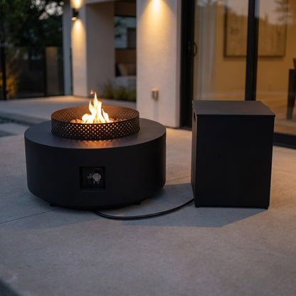 Round 32" Propane Fire Pit with Hidden Propane Tank Table