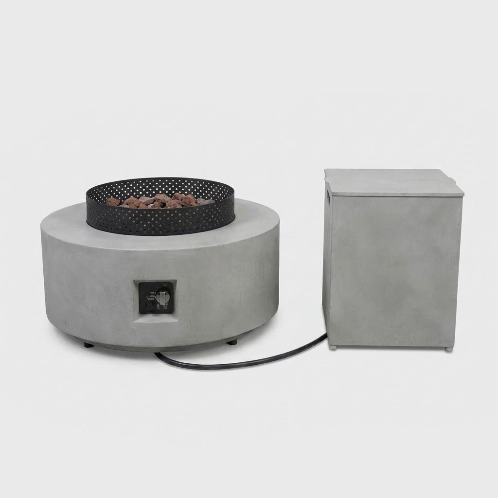 Round 32" Propane Fire Pit with Hidden Propane Tank Table