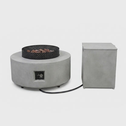 Round 32" Propane Fire Pit with Hidden Propane Tank Table