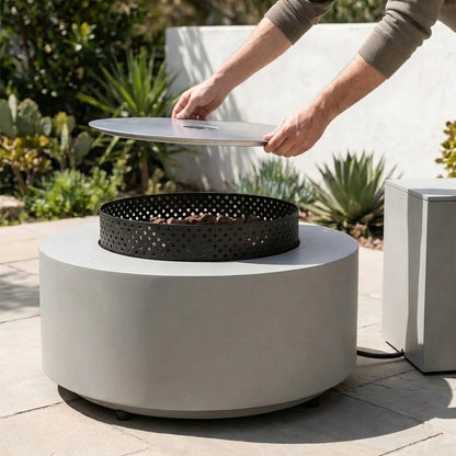Round 32" Propane Fire Pit with Hidden Propane Tank Table