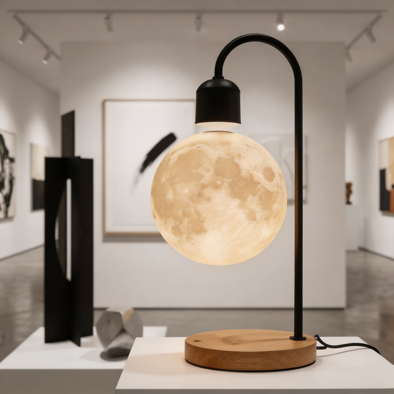 Selene floating moon lamp with wireless charging base