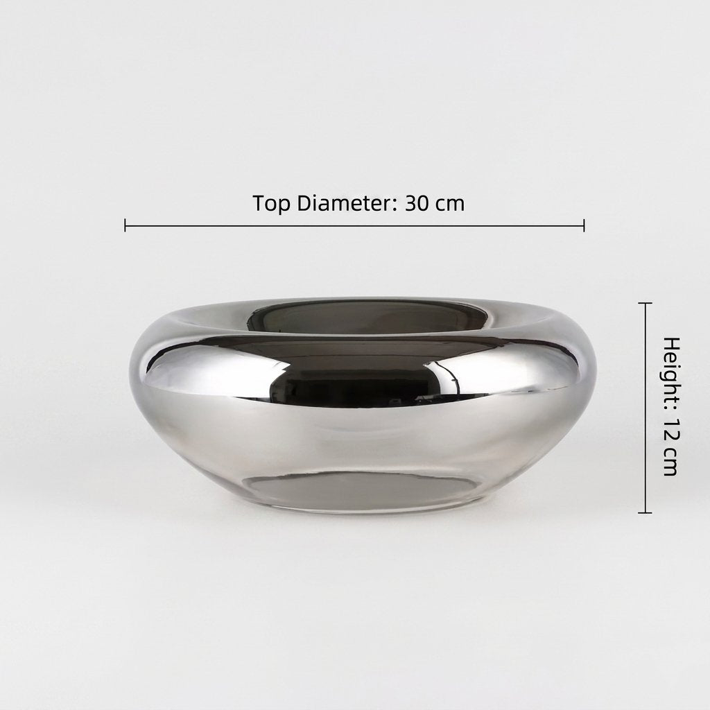 Diagram of the silver glass bowl labeled with a 30 cm top diameter and 12 cm height