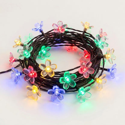 Multicolor solar blossom flower garden string lights coiled, Kiyo Home