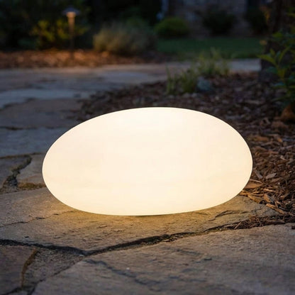 Solar light pathway stone glowing on garden path