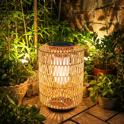 Solar Rattan Outdoor Lantern
