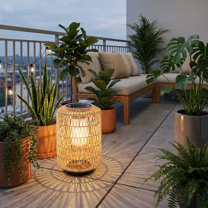 Solar Rattan Outdoor Lantern