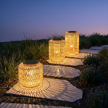 Solar Rattan Outdoor Lantern