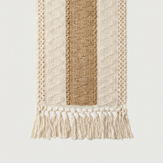Solene natural handwoven cotton blend table runner